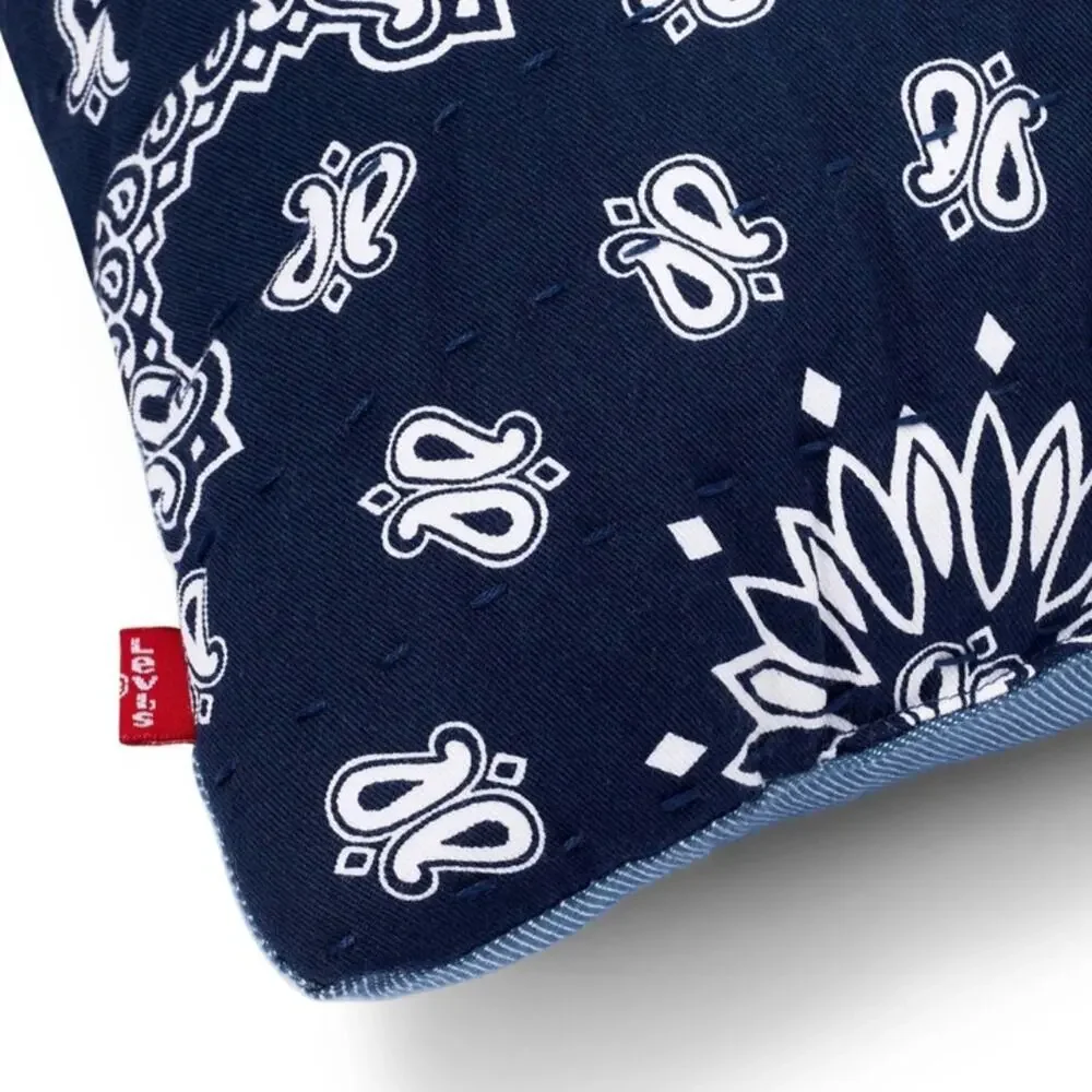 Levi's Patchwork Bandana Print Throw Pillow Blue